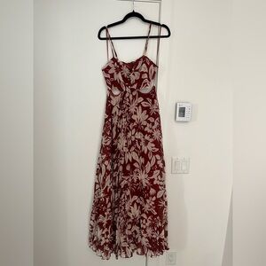 En Creme Red Floral Cutout Maxi Dress